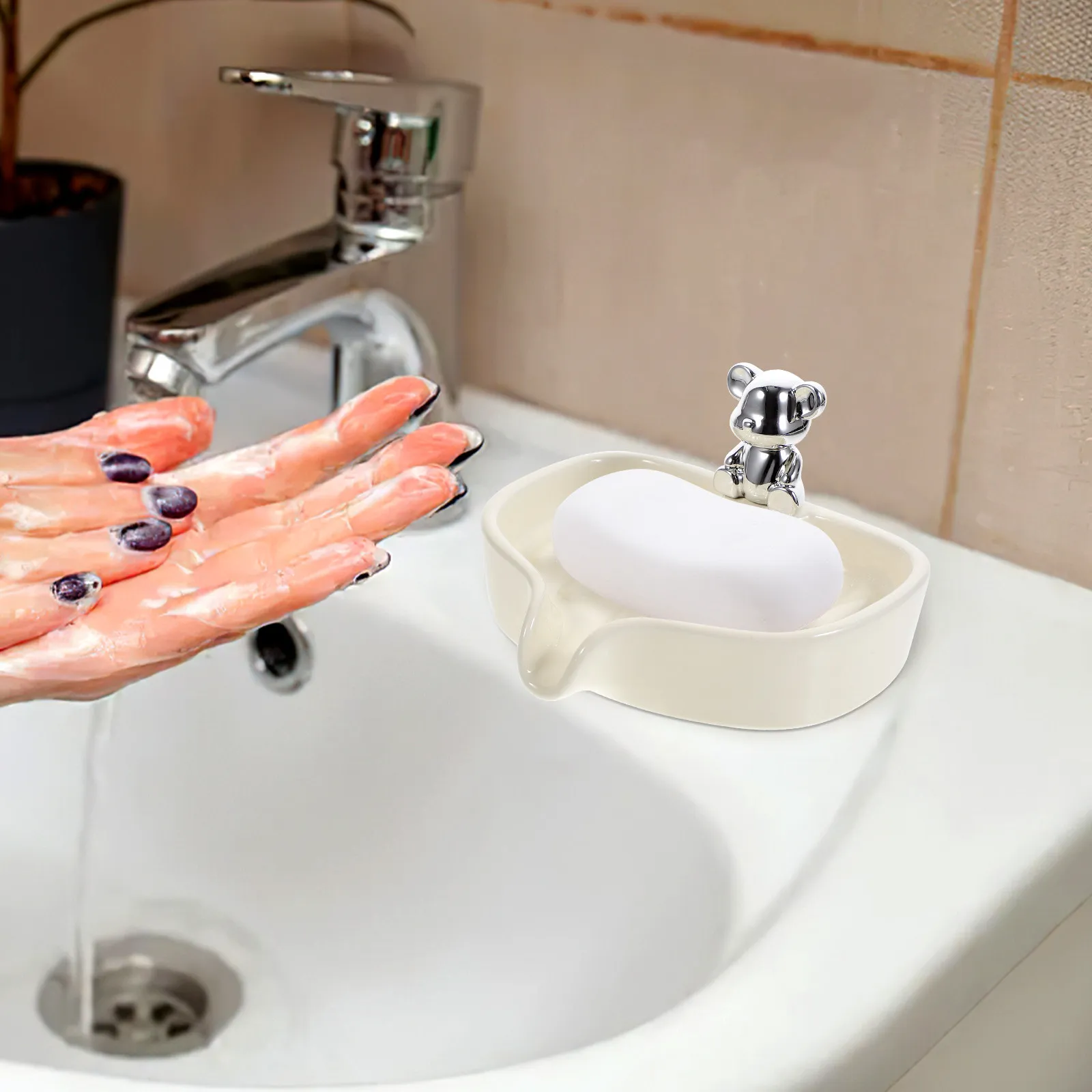 Ceramic Soap Dish Bear-Themed Smooth Surface Easy Clean Soap Holder for Bathroom Shower Drainage Function Bathroom Supplies,
Ceramic Soap Dish Bear-Themed Smooth Surface Easy Clean Soap Holder for Bathroom Shower Drainage Function Bathroom Supplies,