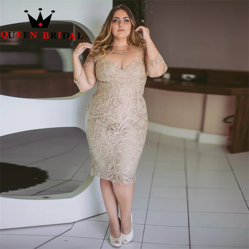 Sexy Plus Size Mother Of The Bride Dresses Long Sleeves Applique Lace Knee Length Formal Gowns Robe De Soirée Femme Custom S03Y
Sexy Plus Size Mother Of The Bride Dresses Long Sleeves Applique Lace Knee Length Formal Gowns Robe De Soirée Femme Custom S03Y
