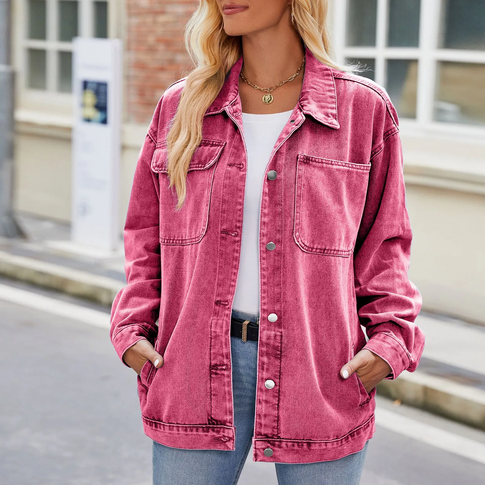 Women'S Spring Jacket Cowgirl Oversize New Outerwear Large Size Washed Casual Denim Jacket Vintage Red Lapel Y2k Denim Coat
Women'S Spring Jacket Cowgirl Oversize New Outerwear Large Size Washed Casual Denim Jacket Vintage Red Lapel Y2k Denim Coat