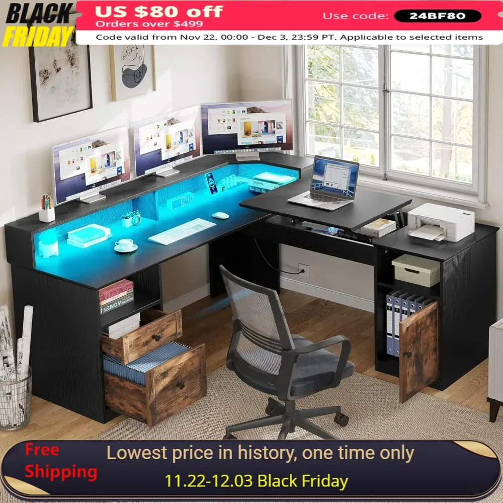 Computer Desk, 60 in, LED Lights with Electrical Outlet , with Lift Top and Monitor Stand,Height Adjustable,Office Computer Desk
Computer Desk, 60 in, LED Lights with Electrical Outlet , with Lift Top and Monitor Stand,Height Adjustable,Office Computer Desk
