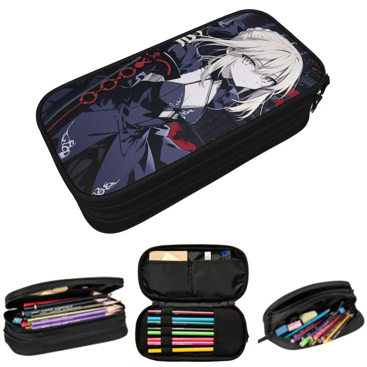 Пенал для ручек Fate Stay Night Saber Alter, игровой пенал для мальчиков и девочек, подарок, коробка для ручек, сумка для канцелярских принадлежностей, держатель для ручек
Пенал для ручек Fate Stay Night Saber Alter, игровой пенал для мальчиков и девочек, подарок, коробка для ручек, сумка для канцелярских принадлежностей, держатель для ручек