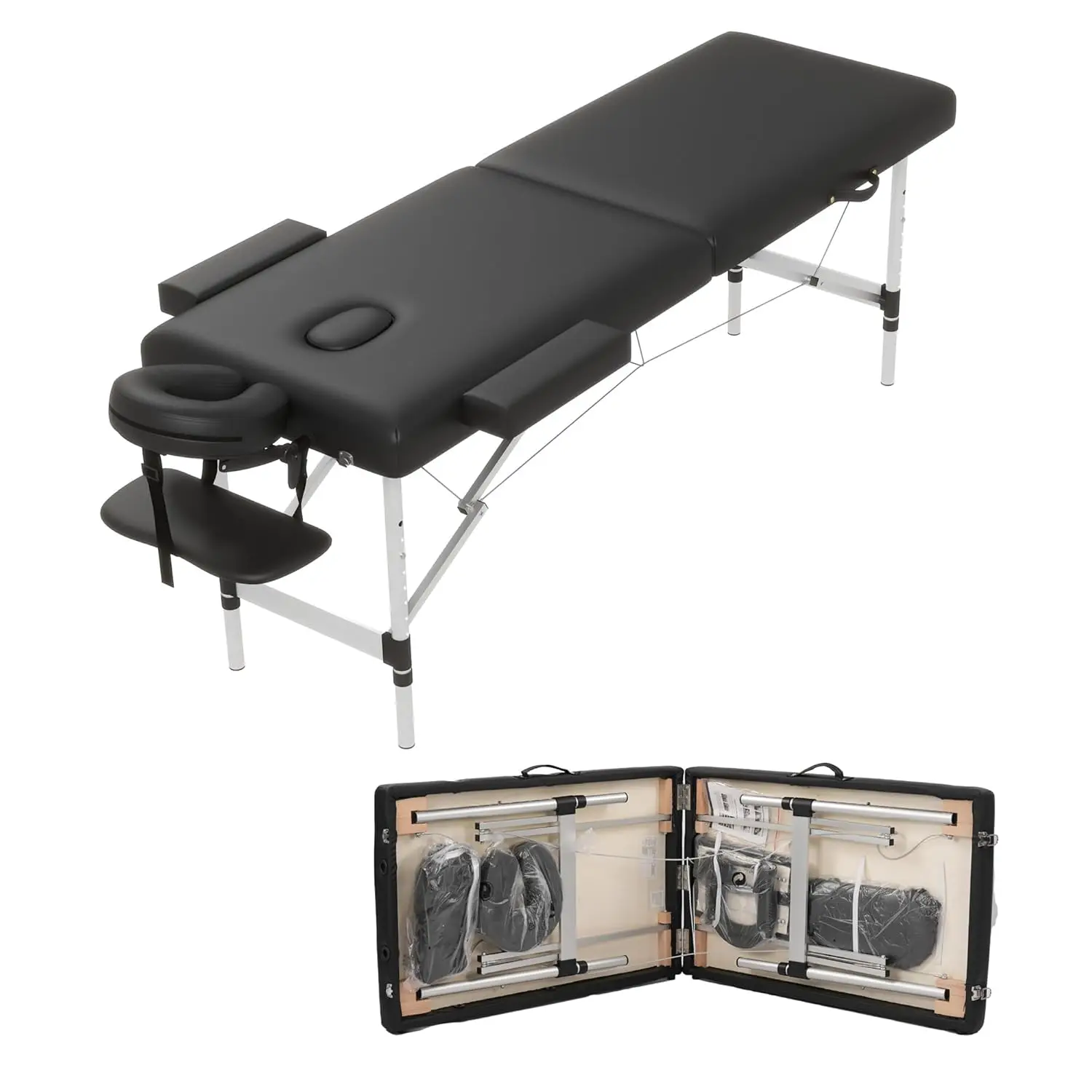 Foldable 2 Section Portable Massage Table Height Adjustable Facial Spa Tattoo Bed with Face Cradle Aluminum Frame Home, Custom
Foldable 2 Section Portable Massage Table Height Adjustable Facial Spa Tattoo Bed with Face Cradle Aluminum Frame Home, Custom