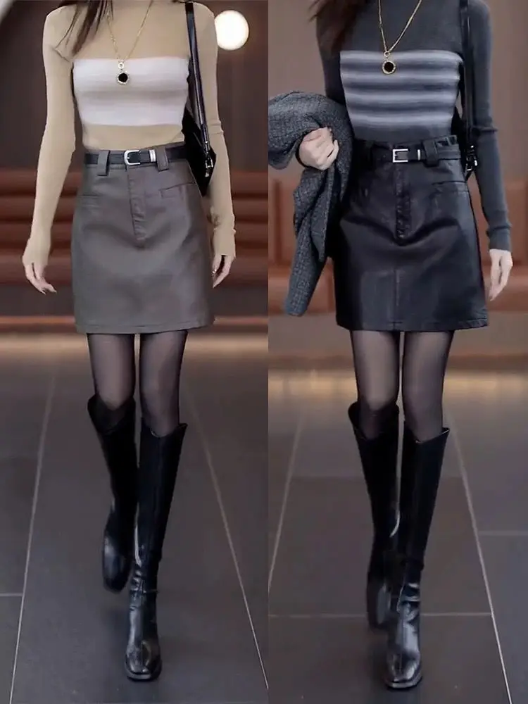 Small A-line Short Skirt and Half-length Skirt Spring Autumn One-step Skirt New Hip-pack Skirt High-waisted Slim Leather Skirt
Small A-line Short Skirt and Half-length Skirt Spring Autumn One-step Skirt New Hip-pack Skirt High-waisted Slim Leather Skirt