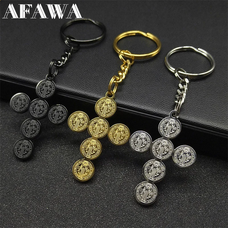 Saint Benedict Cross Key Ring for Women Men Stainless Steel Gold Color Catholic Faith Key Chain Jewelry llaveros K6230S02
Saint Benedict Cross Key Ring for Women Men Stainless Steel Gold Color Catholic Faith Key Chain Jewelry llaveros K6230S02