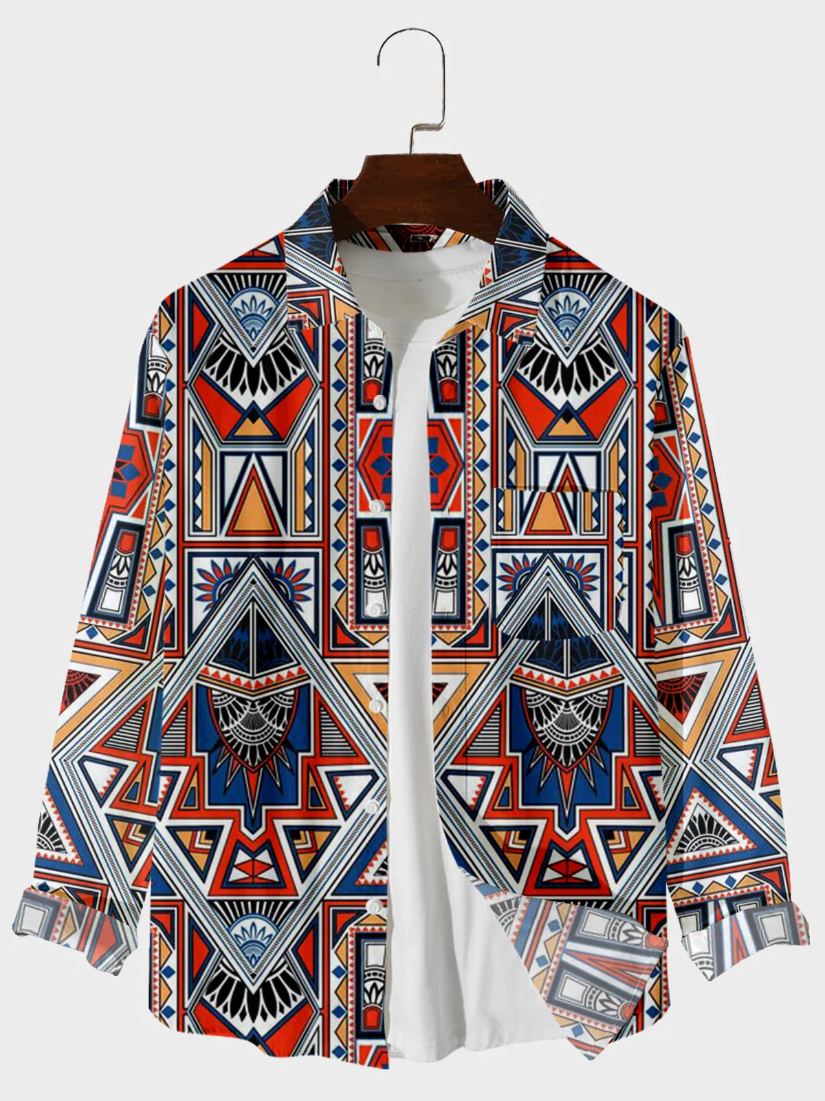 2021 Hot Selling Traditional Ethnic Pattern Digital Printing Loose Casual Large Button Long Sleeve Cardigan Men's Shirt 3
2021 Hot Selling Traditional Ethnic Pattern Digital Printing Loose Casual Large Button Long Sleeve Cardigan Men's Shirt 3