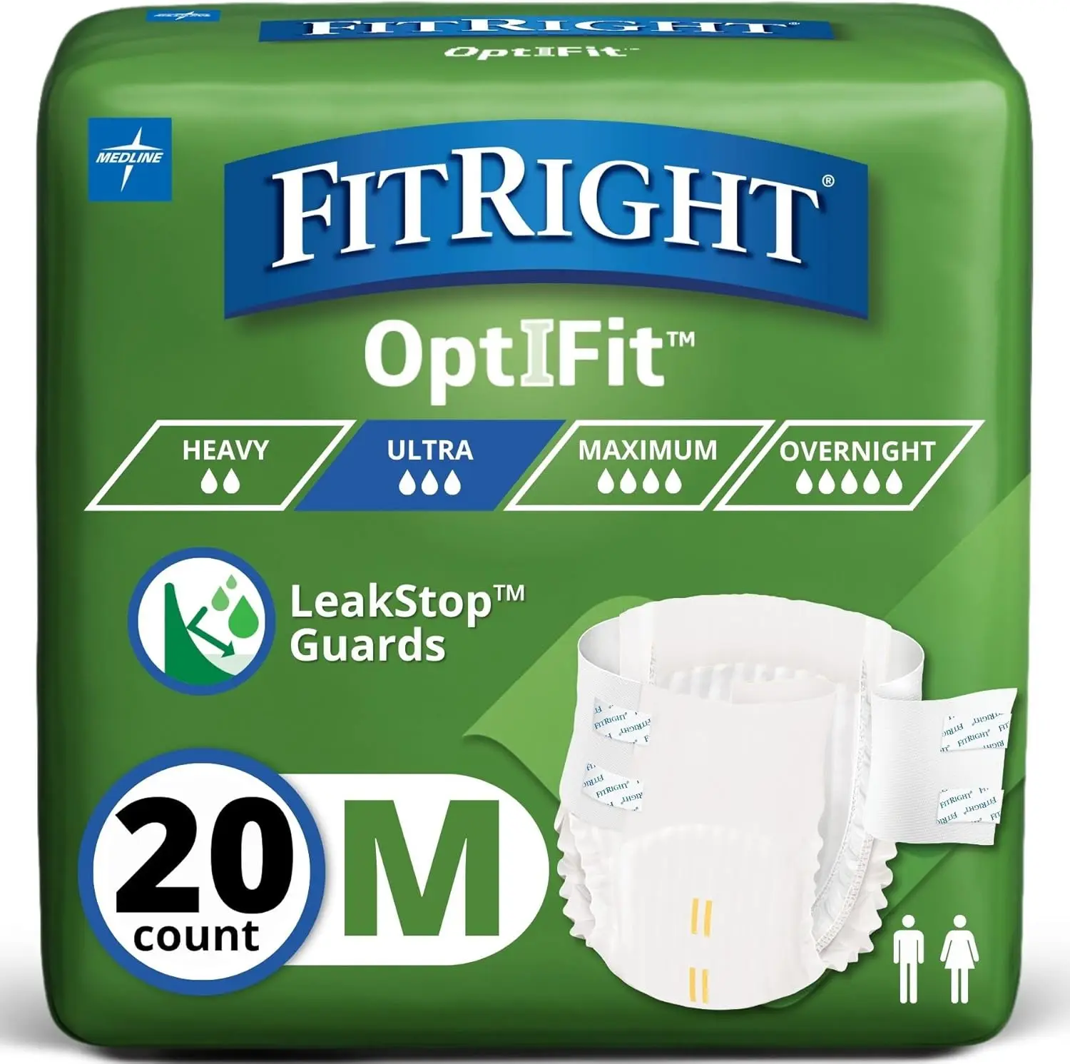 Adult Incontinence Briefs with Tabs, Ultra Absorbent, Medium, 32" To 44", 20 Count
Adult Incontinence Briefs with Tabs, Ultra Absorbent, Medium, 32" To 44", 20 Count