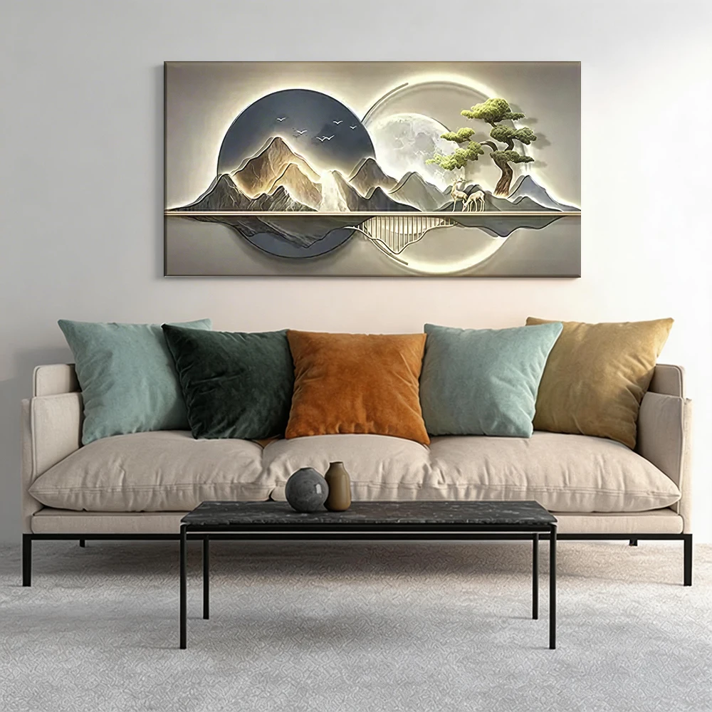 1pcwooden frame canvas decorative painting Mountain art, pine, deer, circles.Corridor decoration
1pcwooden frame canvas decorative painting Mountain art, pine, deer, circles.Corridor decoration