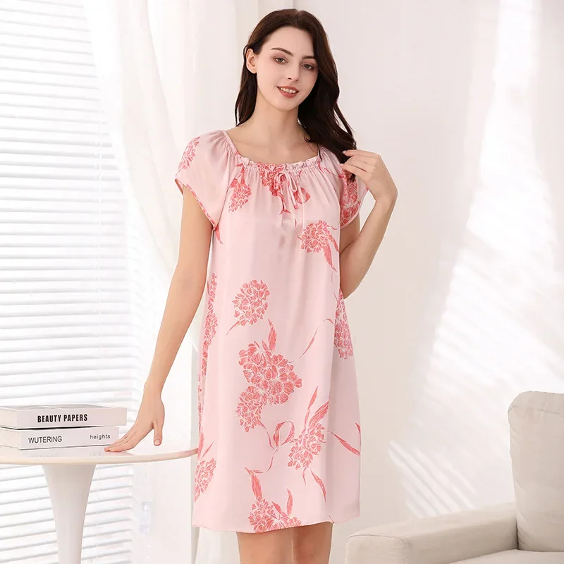 Summer Short Sleeve 100% Mulberry Silk Nightdress Women Sexy Pajamas Princess Style Home Dress BabyDoll Short Dress Nightwear
Summer Short Sleeve 100% Mulberry Silk Nightdress Women Sexy Pajamas Princess Style Home Dress BabyDoll Short Dress Nightwear