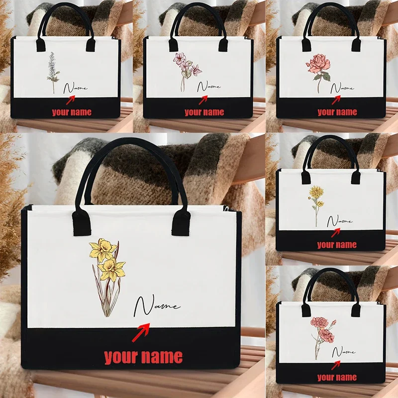 Personalized Birth Flower Tote Bag Organize Customized Name Travel Shoulder Bags Shopping Handbag Bachelor Party Birthday Gift
Personalized Birth Flower Tote Bag Organize Customized Name Travel Shoulder Bags Shopping Handbag Bachelor Party Birthday Gift