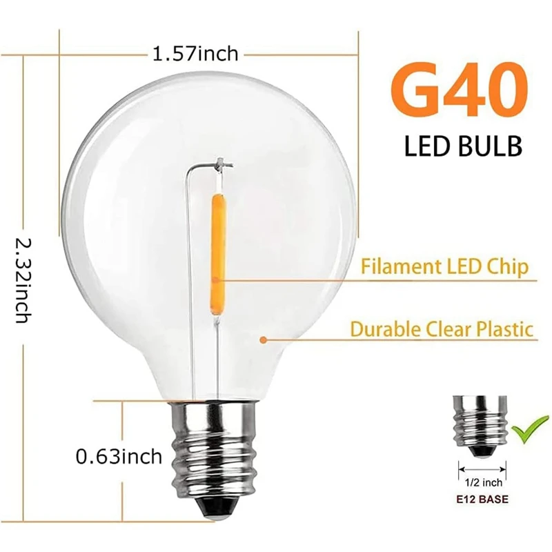 Light Bulbs G40 Led Replacement Light Bulbs, E12 Screw Base Shatterproof Globe Bulbs for
Light Bulbs G40 Led Replacement Light Bulbs, E12 Screw Base Shatterproof Globe Bulbs for