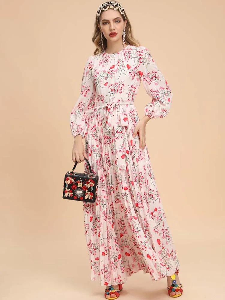 LD LINDA DELLA Fashion Designer Autumn Dress Women's Lantern sleeve Belted Pleated Flower print Holiday Pink Elegant Long Dress
LD LINDA DELLA Fashion Designer Autumn Dress Women's Lantern sleeve Belted Pleated Flower print Holiday Pink Elegant Long Dress