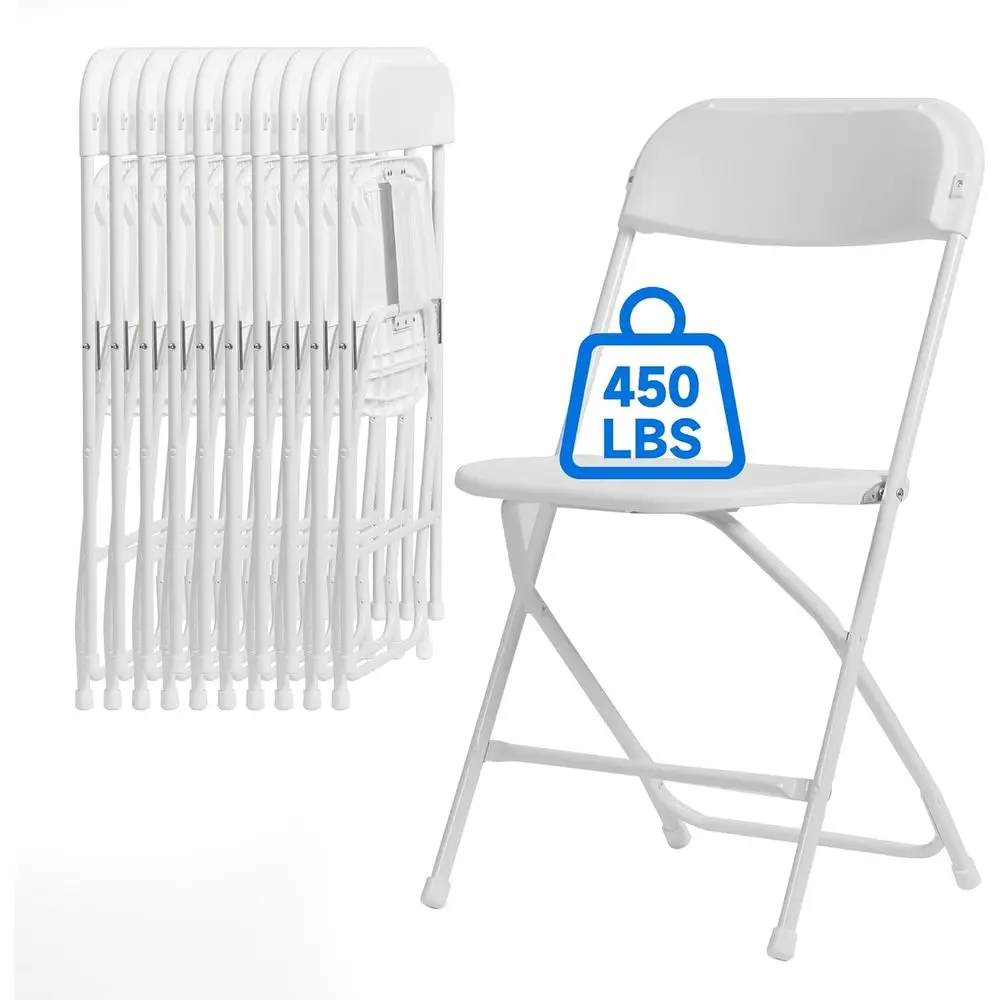 10-Pack Durable White Plastic Folding Chairs for Outdoor and Indoor Events, Supports 350 LB
10-Pack Durable White Plastic Folding Chairs for Outdoor and Indoor Events, Supports 350 LB