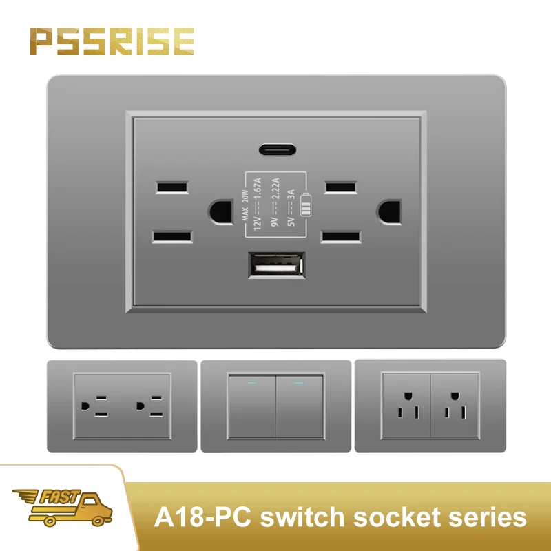 Электрические розетки PSSRISE Grey Fireproof PC Panel American Power Socket с быстрой зарядкой USB Type C, для Мексики и Таиланда. Домашний бытовой инвентарь
Электрические розетки PSSRISE Grey Fireproof PC Panel American Power Socket с быстрой зарядкой USB Type C, для Мексики и Таиланда. Домашний бытовой инвентарь