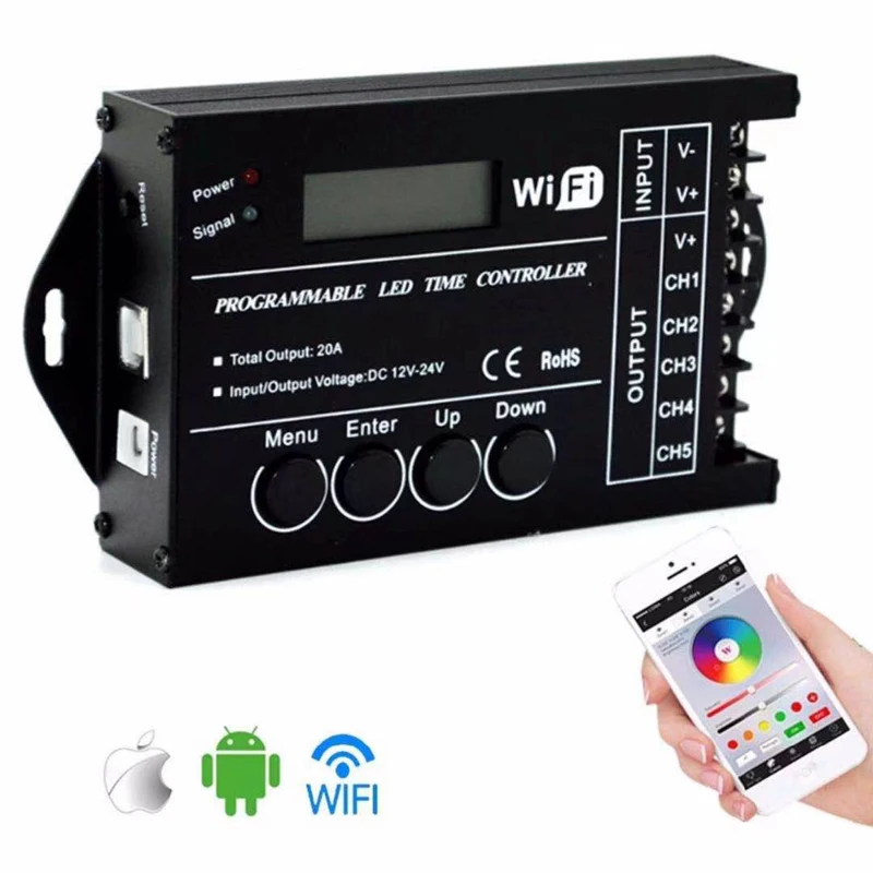 Фотоконтроллер времени TC420 TC421 TC420SJ TC421SJ NL502 12-24 В 20A 5 каналов WiFi сенсорный экран программируемая фотография светорегулятор времени
Фотоконтроллер времени TC420 TC421 TC420SJ TC421SJ NL502 12-24 В 20A 5 каналов WiFi сенсорный экран программируемая фотография светорегулятор времени