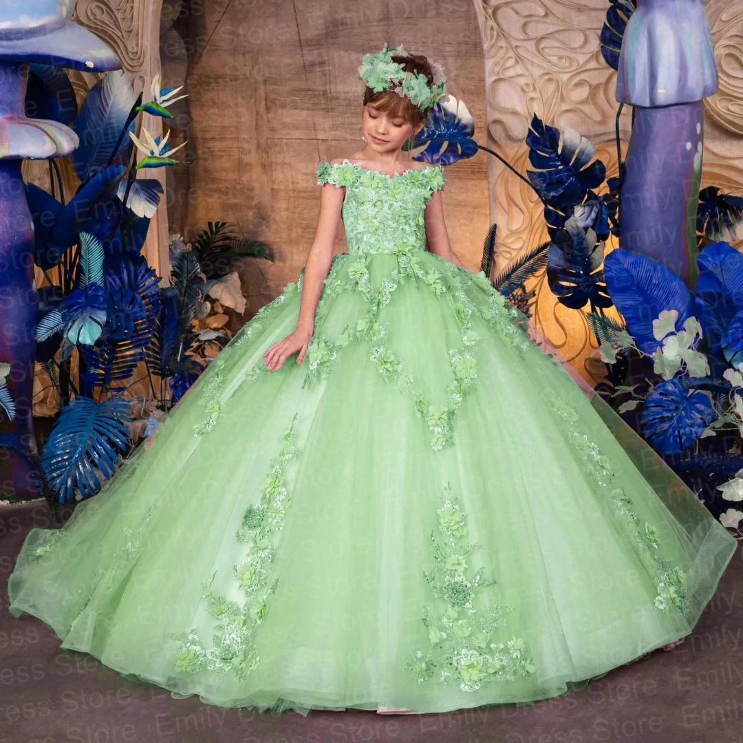 Customized Green Flower Girl Dress For Wedding Luxury Tulle Lace Applique Off The Shoulder Kids Birthday Party Ball Gown
Customized Green Flower Girl Dress For Wedding Luxury Tulle Lace Applique Off The Shoulder Kids Birthday Party Ball Gown