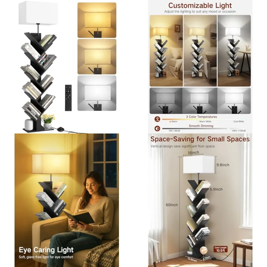 Tree Bookshelf with Light, Remote and Timer, Dimmable Tall Floor Book Shelf, Narrow Wood Bookcase, Small Book Organizer Shelves
Tree Bookshelf with Light, Remote and Timer, Dimmable Tall Floor Book Shelf, Narrow Wood Bookcase, Small Book Organizer Shelves