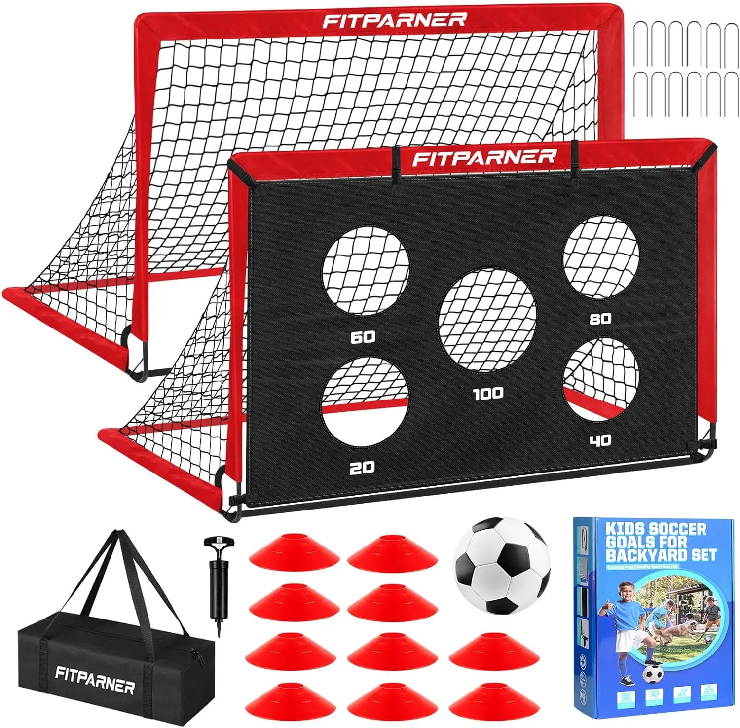 Portable Soccer Goals for Kids, 2 Pack with Target, Ball & Cones - Ideal for Backyard Training and Outdoor Games
Portable Soccer Goals for Kids, 2 Pack with Target, Ball & Cones - Ideal for Backyard Training and Outdoor Games