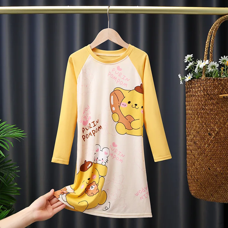 Kawaii Sanrio Pompompurin Girls Nightdress Hello Kitty Kuromi Anime Cotton Long Sleeve Clothes Cartoon Cute Children Pajamas Toy
Kawaii Sanrio Pompompurin Girls Nightdress Hello Kitty Kuromi Anime Cotton Long Sleeve Clothes Cartoon Cute Children Pajamas Toy