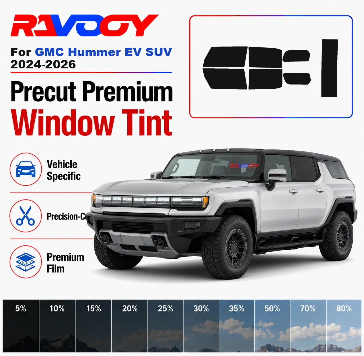Premium Precut Window Tint Kit Front Rear Windows Rear Windshield For GMC Hummer EV SUV 2024-2026 Complete Set Nano Ceramic Film
Premium Precut Window Tint Kit Front Rear Windows Rear Windshield For GMC Hummer EV SUV 2024-2026 Complete Set Nano Ceramic Film