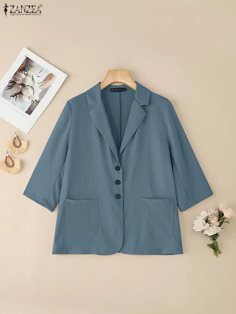 ZANZEA Autumn 2025 Lightweight Women Blazer Elegant Lapel Neck 3/4 Sleeve Single-Breasted Solid Color Suit Coats Office Wear 3XL
ZANZEA Autumn 2025 Lightweight Women Blazer Elegant Lapel Neck 3/4 Sleeve Single-Breasted Solid Color Suit Coats Office Wear 3XL