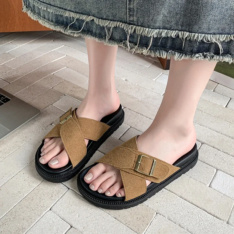 Shoes Female 2025 Open Toe Women's Slippers Hot Sale Casual Slippers Women Buckle Round Toe Flat with Platform Women's Sandals
Shoes Female 2025 Open Toe Women's Slippers Hot Sale Casual Slippers Women Buckle Round Toe Flat with Platform Women's Sandals