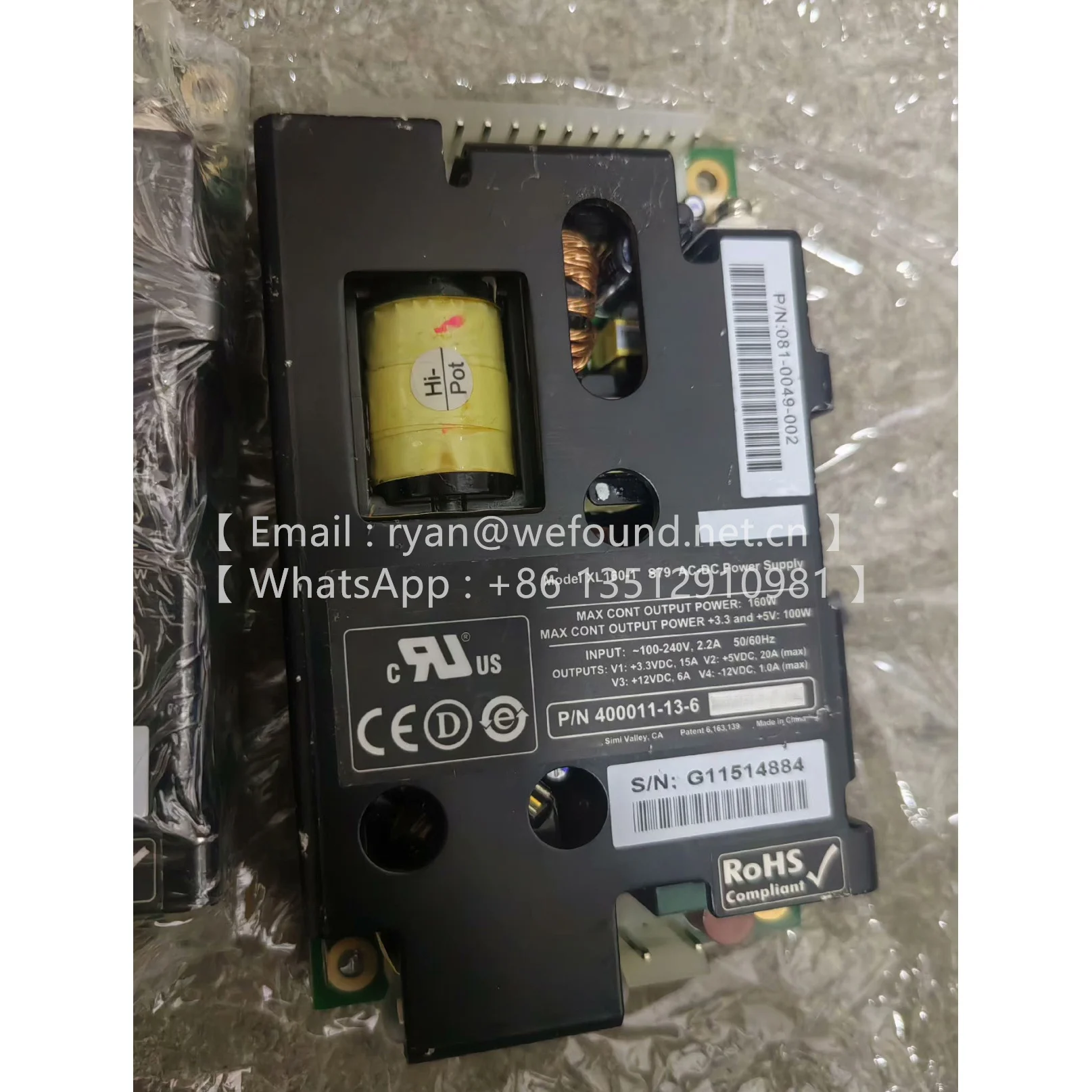XL160-1 400011 -13-6 S79 081-0049-002, серия XL160, 160 Вт переменного тока в постоянный ток для продукта N2Power
XL160-1 400011 -13-6 S79 081-0049-002, серия XL160, 160 Вт переменного тока в постоянный ток для продукта N2Power