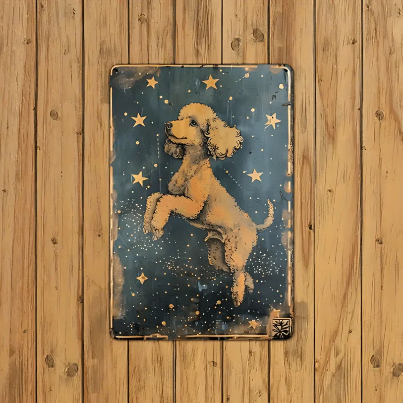 1pc Charming Poodle in Starry Night Sky Metal Wall Art,20.07x30.23 cm - Frameless 2D Flat Iron Painting, Ideal for Home Decor
1pc Charming Poodle in Starry Night Sky Metal Wall Art,20.07x30.23 cm - Frameless 2D Flat Iron Painting, Ideal for Home Decor