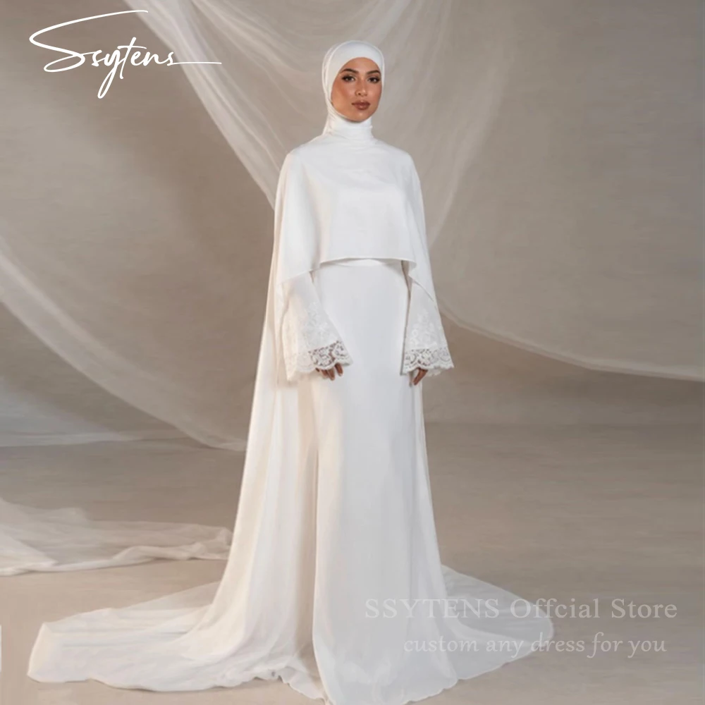 SSYTENS Muslim Wedding Dresses Long Cap Sleeves A-Line O-Neck Simple White Lace Customized Bridal Gowns Modest Vestido De Noiva
SSYTENS Muslim Wedding Dresses Long Cap Sleeves A-Line O-Neck Simple White Lace Customized Bridal Gowns Modest Vestido De Noiva