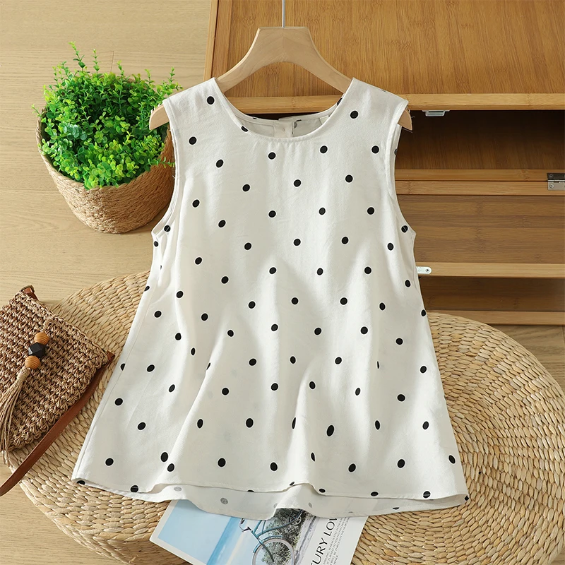 Women's plus Size Summer New Polka Dot Sleeveless Base Shirt Tank Cotton Linen T-shirt Commute Style Artistic Regular Fit
Women's plus Size Summer New Polka Dot Sleeveless Base Shirt Tank Cotton Linen T-shirt Commute Style Artistic Regular Fit