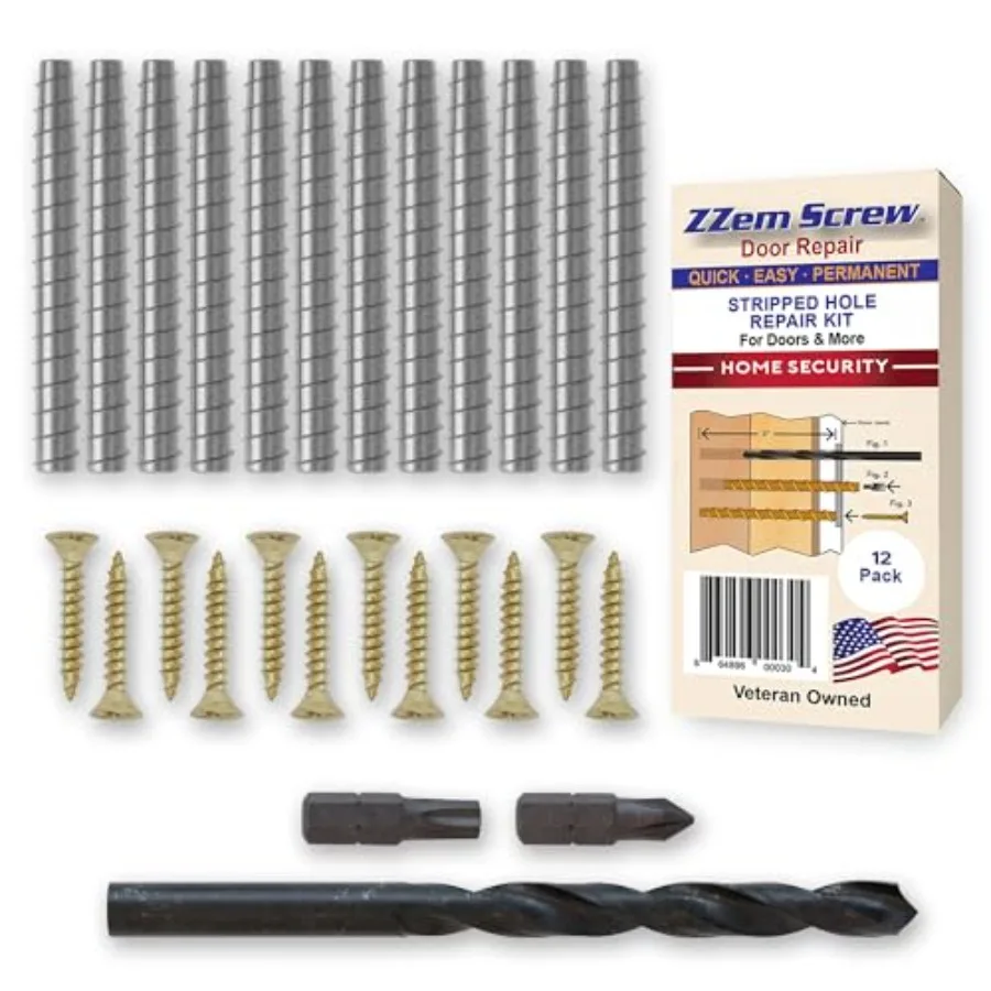 12-PK - #9x3 Screws Permanent Door Hinge Repair Kit Easy Stripped Screw Hole Repair Reinforce Door Hinges, Strike Plates and Do
12-PK - #9x3 Screws Permanent Door Hinge Repair Kit Easy Stripped Screw Hole Repair Reinforce Door Hinges, Strike Plates and Do
