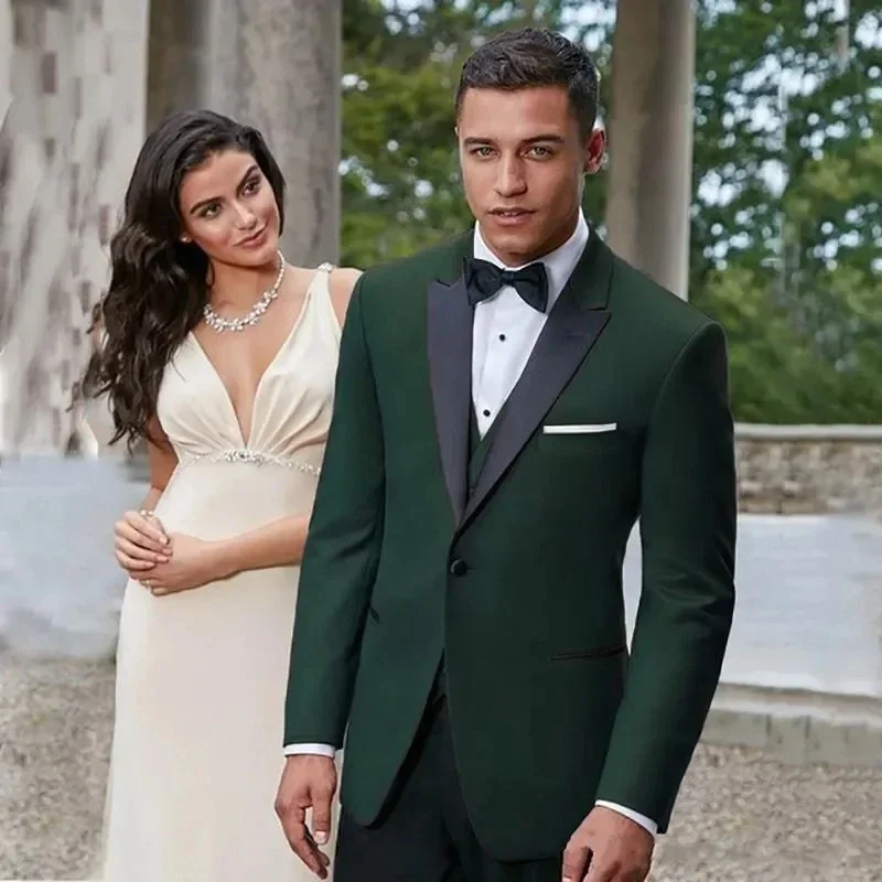 Green Men's Suits 3 Piece Jacket Pants Black Peak Lapel Single Breasted Slim Fit Skinny Prom Party Luxury Wedding Costume
Green Men's Suits 3 Piece Jacket Pants Black Peak Lapel Single Breasted Slim Fit Skinny Prom Party Luxury Wedding Costume