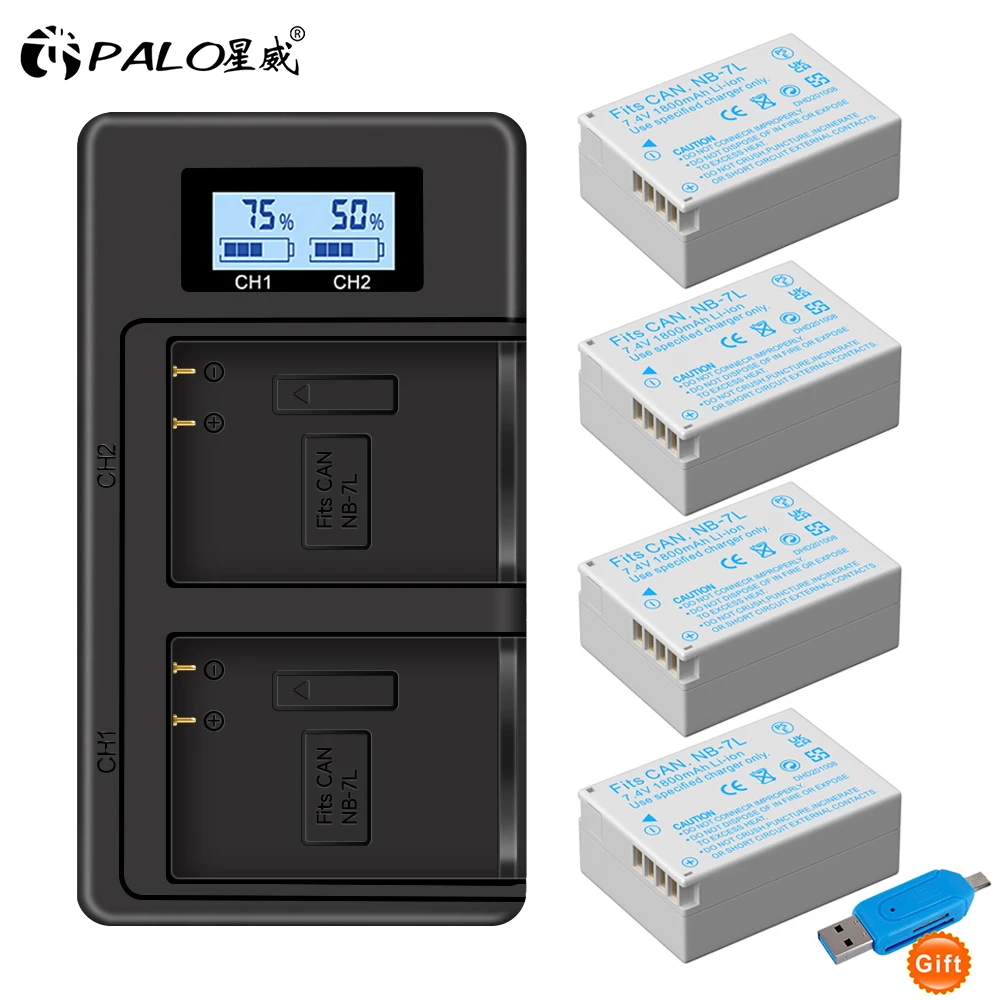 PALO 100% Capacity 1800mAh NB-7L NB 7L NB7L Battery + LCD USB Dual Charger for Canon PowerShot G10 G11 G12 SX30IS Cameras
PALO 100% Capacity 1800mAh NB-7L NB 7L NB7L Battery + LCD USB Dual Charger for Canon PowerShot G10 G11 G12 SX30IS Cameras