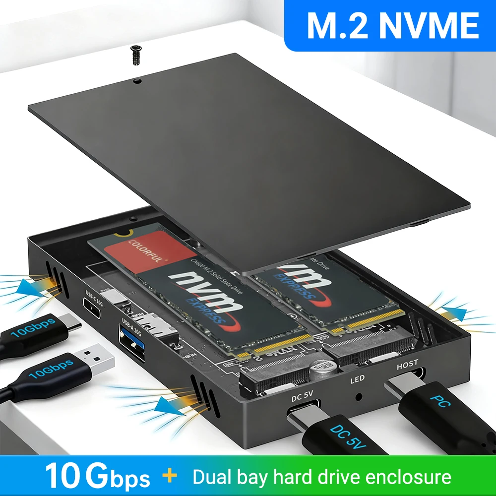 Dual Protocol M.2 SSD Case PCIe NVME HDD Docking Station USB3.2 GEN2 10Gbps Solid State Drive Enclosure Adapter for PC
Dual Protocol M.2 SSD Case PCIe NVME HDD Docking Station USB3.2 GEN2 10Gbps Solid State Drive Enclosure Adapter for PC