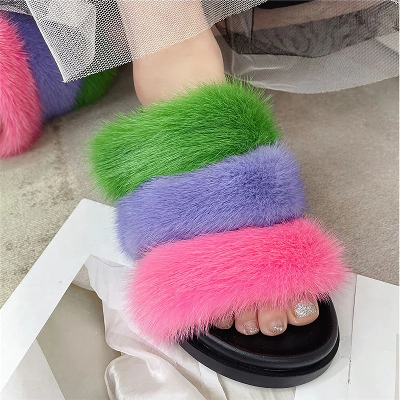 Fur Slippers Luxury Mink Fur Color Sandals For Women Indoor Plush Slippers 2022 Summer Non-Slip Flip Flops
Fur Slippers Luxury Mink Fur Color Sandals For Women Indoor Plush Slippers 2022 Summer Non-Slip Flip Flops