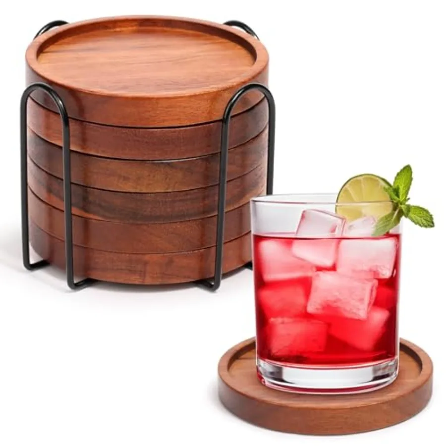 Wooden Coasters with Holder, Acacia Wood Drink Coasters for Farmhouse, Patio, Bar Decoration
Wooden Coasters with Holder, Acacia Wood Drink Coasters for Farmhouse, Patio, Bar Decoration