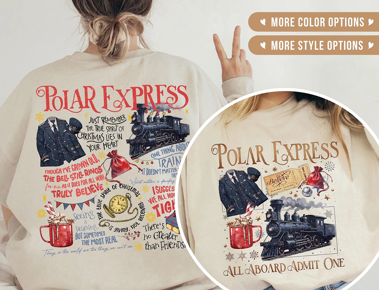Polar Express Believe Print Sweatshirt Holiday Christmas Train Gift Women Vintage Long Sleeve Crewneck Fleece Sweatshirt Casual
Polar Express Believe Print Sweatshirt Holiday Christmas Train Gift Women Vintage Long Sleeve Crewneck Fleece Sweatshirt Casual