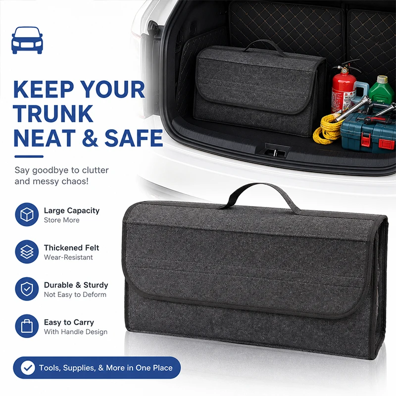 Universal Car Trunk Felt Storage Bag, Portable Wear-Resistant Organizer for Tools & Sundries
Universal Car Trunk Felt Storage Bag, Portable Wear-Resistant Organizer for Tools & Sundries
