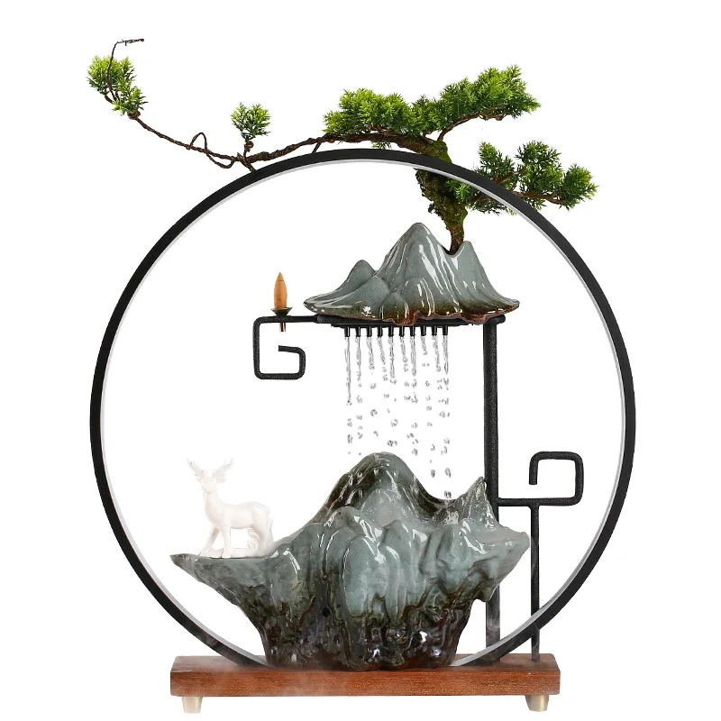 Creative Loop Water Fountain Lucky Decoration Living Room Office Desk Surface Panel Atomization Humidifier Opening
Creative Loop Water Fountain Lucky Decoration Living Room Office Desk Surface Panel Atomization Humidifier Opening