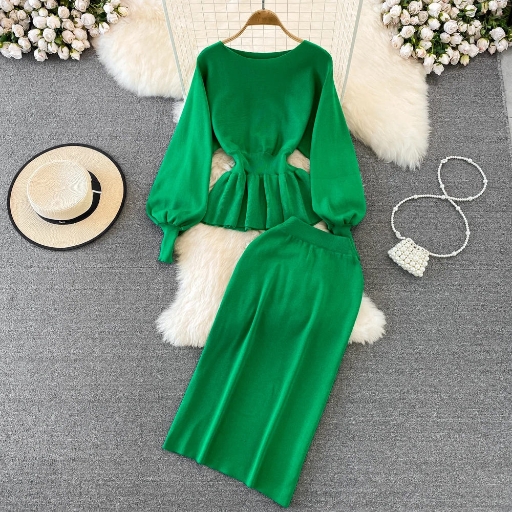 Women's Autumn and Winter Vintage Round Neck Waist Wrapped Knitted Top+High Waist Wrapped Hip Skirt Top Two Piece
Women's Autumn and Winter Vintage Round Neck Waist Wrapped Knitted Top+High Waist Wrapped Hip Skirt Top Two Piece