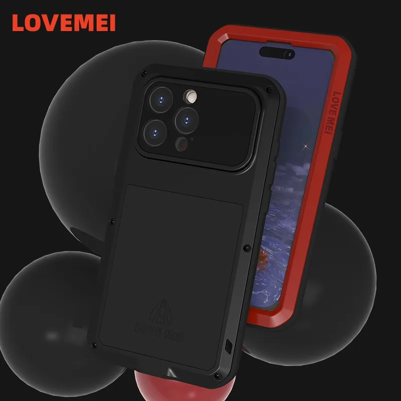 Усиленный алюминиевый металлический чехол LOVEMEI для iPhone 15 Pro Max Plus, защитный ударопрочный чехол из закаленного стекла на весь корпус
Усиленный алюминиевый металлический чехол LOVEMEI для iPhone 15 Pro Max Plus, защитный ударопрочный чехол из закаленного стекла на весь корпус