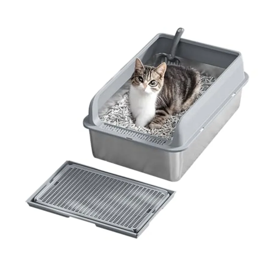 XL Stainless Steel Litter Box with Lid Litter Box for Big Cats with Sifter Scoop and Double Layer Litter Mat 8'' Deep Metal Cat
XL Stainless Steel Litter Box with Lid Litter Box for Big Cats with Sifter Scoop and Double Layer Litter Mat 8'' Deep Metal Cat