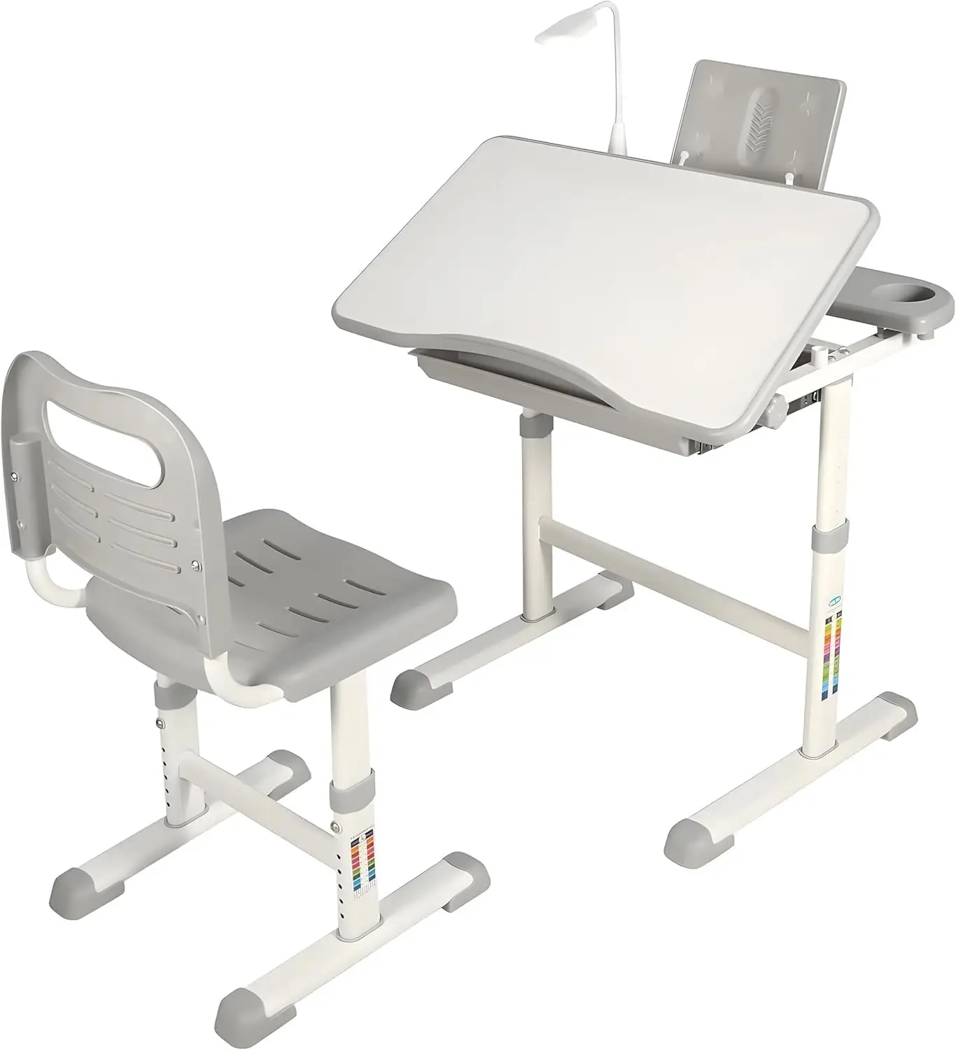 Kids Desk and Chair Set Height Adjustable Childrens Homeschool Study Table with Storage Drawer LED Light Cup Holder Bookstand
Kids Desk and Chair Set Height Adjustable Childrens Homeschool Study Table with Storage Drawer LED Light Cup Holder Bookstand