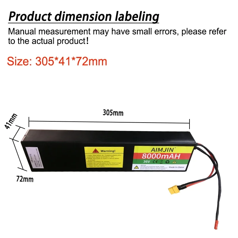 36V 8000mAh Lithium Ion Battery Pack 10s3p with JST+XT60 Connector ,Suitable For Electric Bicycle Scooter
36V 8000mAh Lithium Ion Battery Pack 10s3p with JST+XT60 Connector ,Suitable For Electric Bicycle Scooter