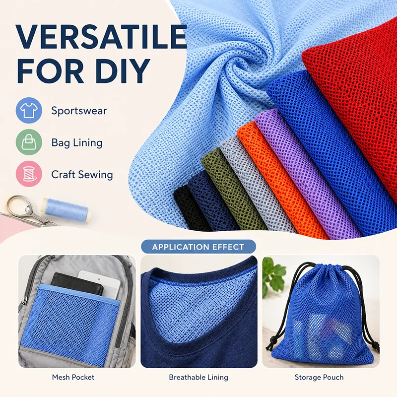 100x155cm Color Mesh Fabric Breathable Net Cloth for Sportswear Shorts Bag Soft Knitted Lining DIY Sewing Craft Garment Material
100x155cm Color Mesh Fabric Breathable Net Cloth for Sportswear Shorts Bag Soft Knitted Lining DIY Sewing Craft Garment Material