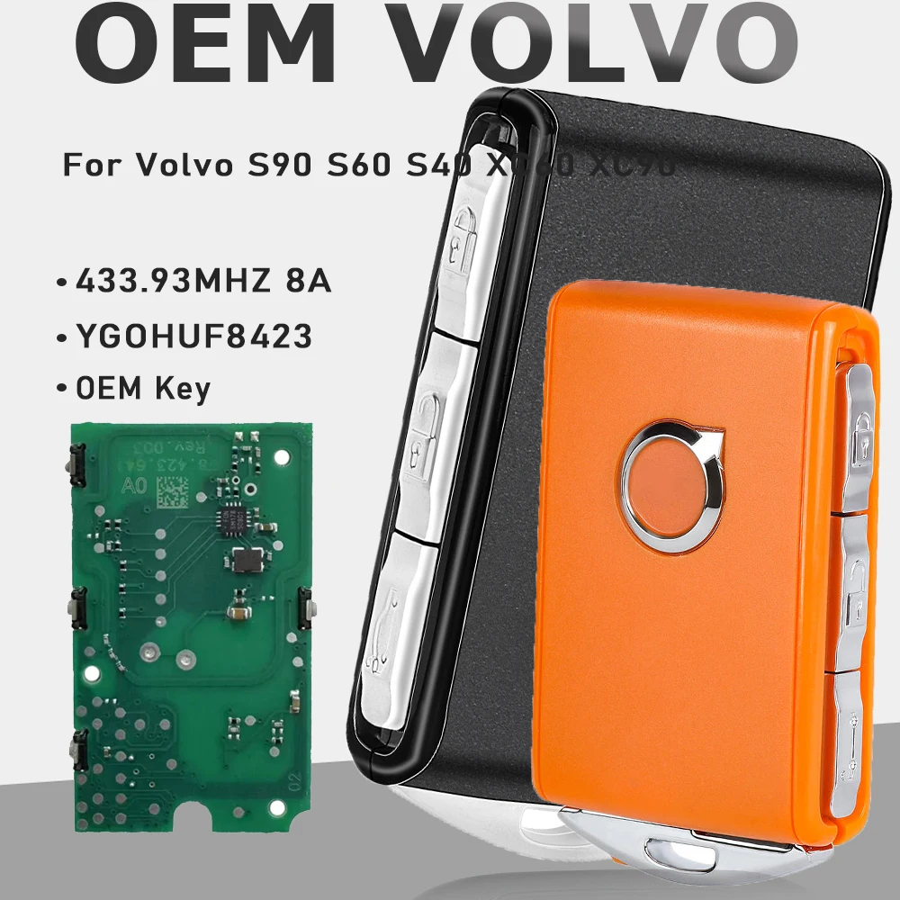KEYECU OEM YGOHUF8423 Original Keyless Smart Car Key With 433Mhz 8A Chip for 2016 2017 2018 2020 Volvo S90 S60 S40 XC60 XC90
KEYECU OEM YGOHUF8423 Original Keyless Smart Car Key With 433Mhz 8A Chip for 2016 2017 2018 2020 Volvo S90 S60 S40 XC60 XC90