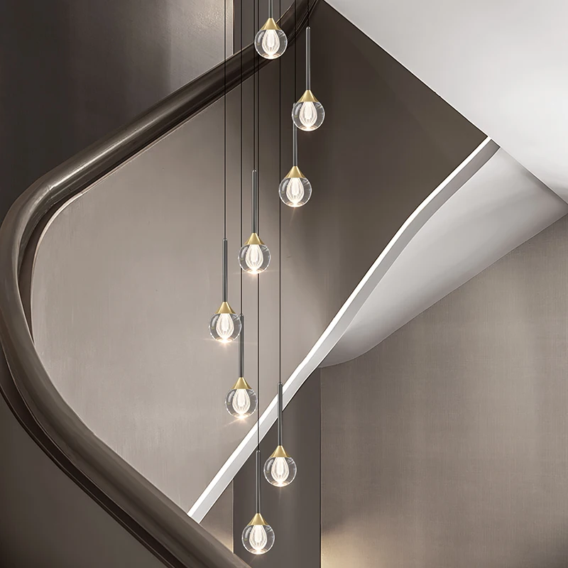 Modern simple stair chandelier duplex building empty loft apartment spiral staircase light luxury crystal long chandelier
Modern simple stair chandelier duplex building empty loft apartment spiral staircase light luxury crystal long chandelier
