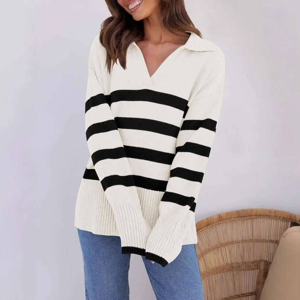 Women's Basic Loose Long Sleeve Knitwear Autumn Winter Versatile Striped Sweater Stand Collar Casual Comfortable Polyester
Women's Basic Loose Long Sleeve Knitwear Autumn Winter Versatile Striped Sweater Stand Collar Casual Comfortable Polyester