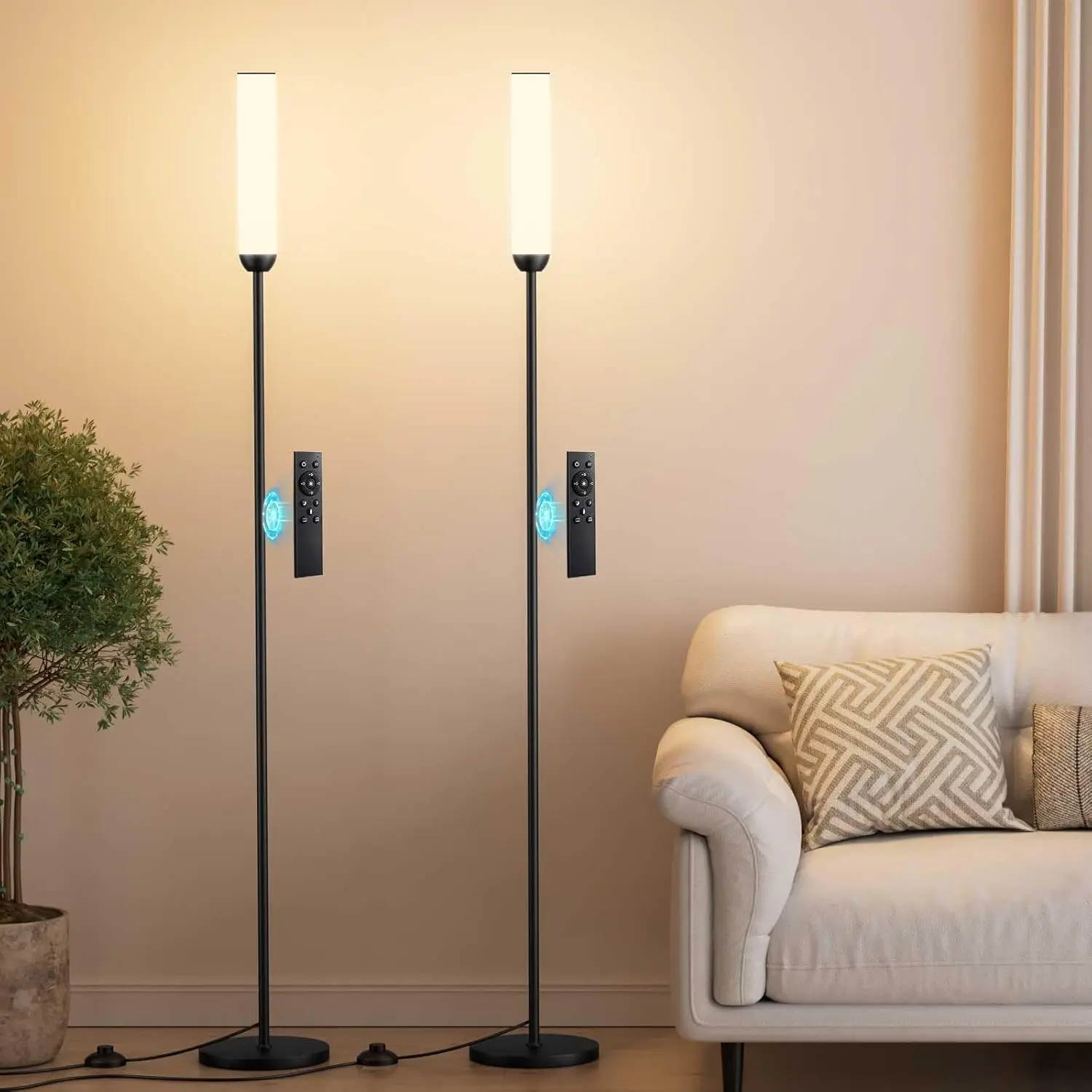 LED Floor Lamp Set of 2, 64" Standing Lamps with Remote, Stepless Dimmable 3000K-6500K & 30-100% Brightness, Tall Lamp with Foot
LED Floor Lamp Set of 2, 64" Standing Lamps with Remote, Stepless Dimmable 3000K-6500K & 30-100% Brightness, Tall Lamp with Foot