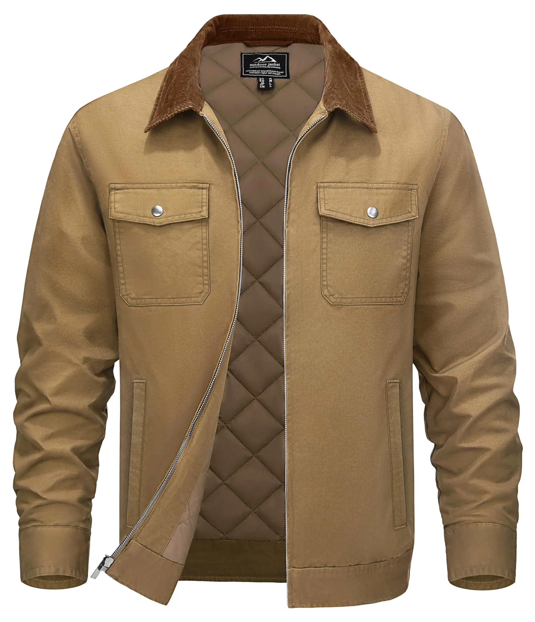 Men's Winter Casual Cotton Jacket Classical Turndown Collar Quilted Cargo Coats Lightweight Full Zip Thermal Outwear Padded Coat
Men's Winter Casual Cotton Jacket Classical Turndown Collar Quilted Cargo Coats Lightweight Full Zip Thermal Outwear Padded Coat