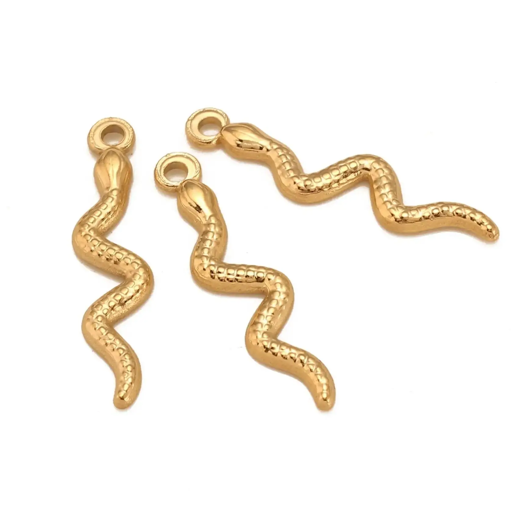 3pcs/Lot Stainless Steel 18K Gold PVD Plated Popular Animal Snake Charm Jewelry DIY Necklace Earring Key Rings Pendant Handmade
3pcs/Lot Stainless Steel 18K Gold PVD Plated Popular Animal Snake Charm Jewelry DIY Necklace Earring Key Rings Pendant Handmade
